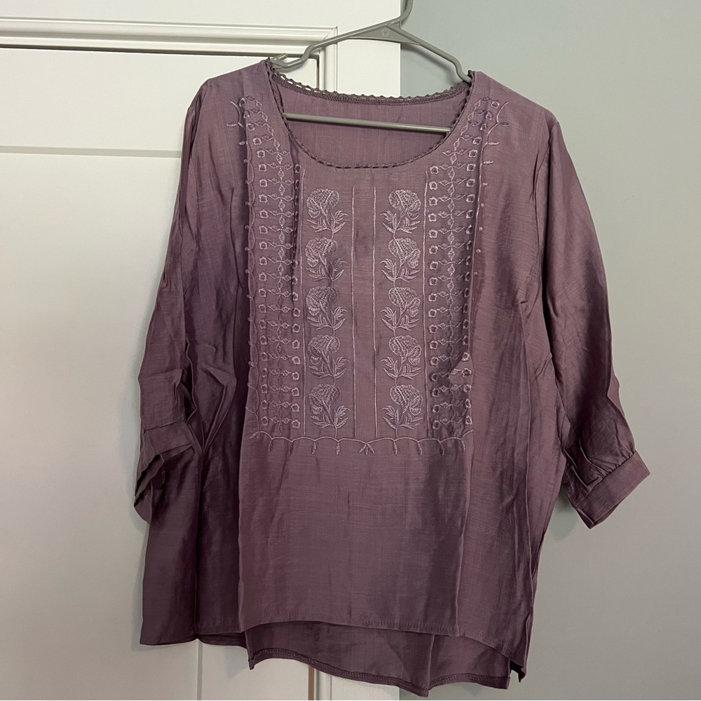 Embroidered Purple Women's Top